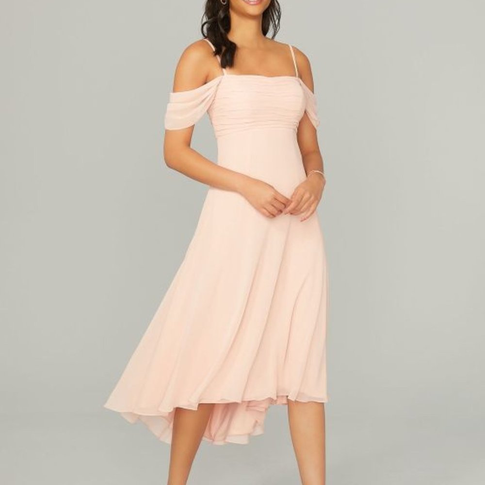 Size 14 NWT Mori Lee Cold Shoulder Tea-Length Dress